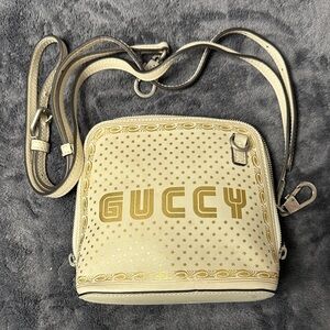 Gucci x SEGA Cream and Gold leather Crossbody Bag mini